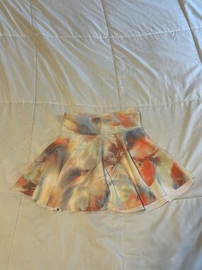 Old Navy Watercolor Floral Pleated Skort - Cream, Orange & Blue